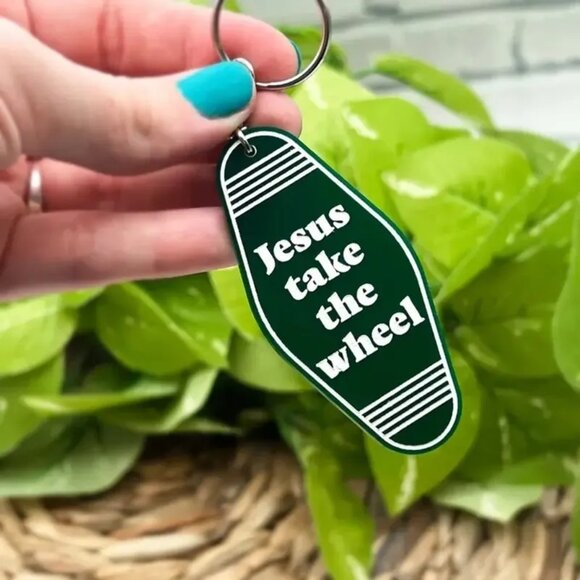 ($4) Jesus Take the Wheel Keychain - Picture 2 of 2